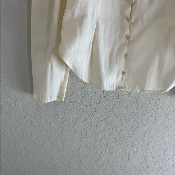 & Other Stories Cream Square Neck Button-Up Blouse Size 0 - Picture 5 of 11